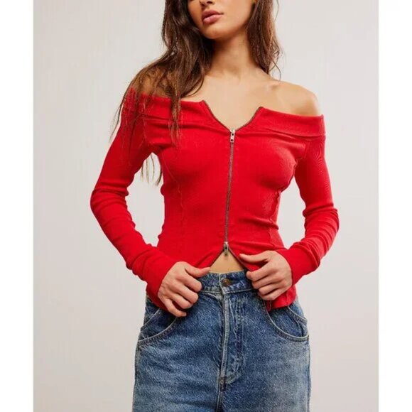 FREE PEOPLE Eye Candy Tee / Rusted Red NWT - (S) - Picture 2 of 8